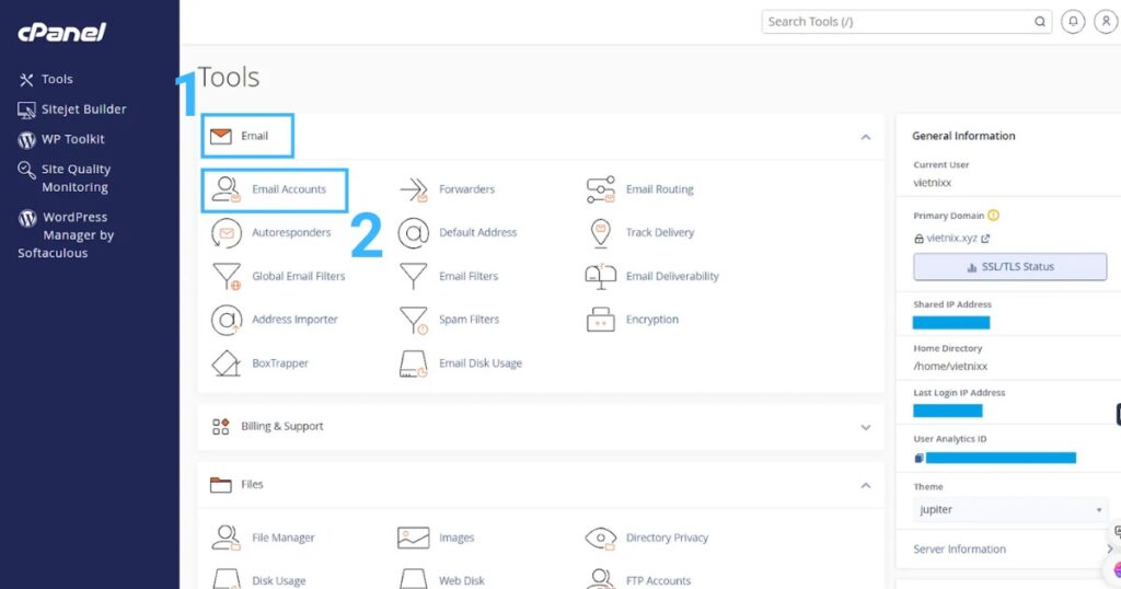 Chọn Email Accounts