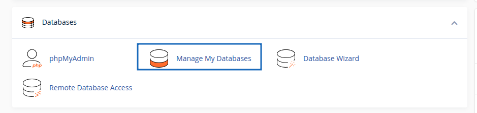 Trong cPanel của hosting mới, bạn vào Manage My Database