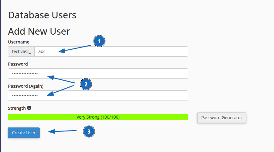 Tiếp theo bạn tạo một người dùng mới