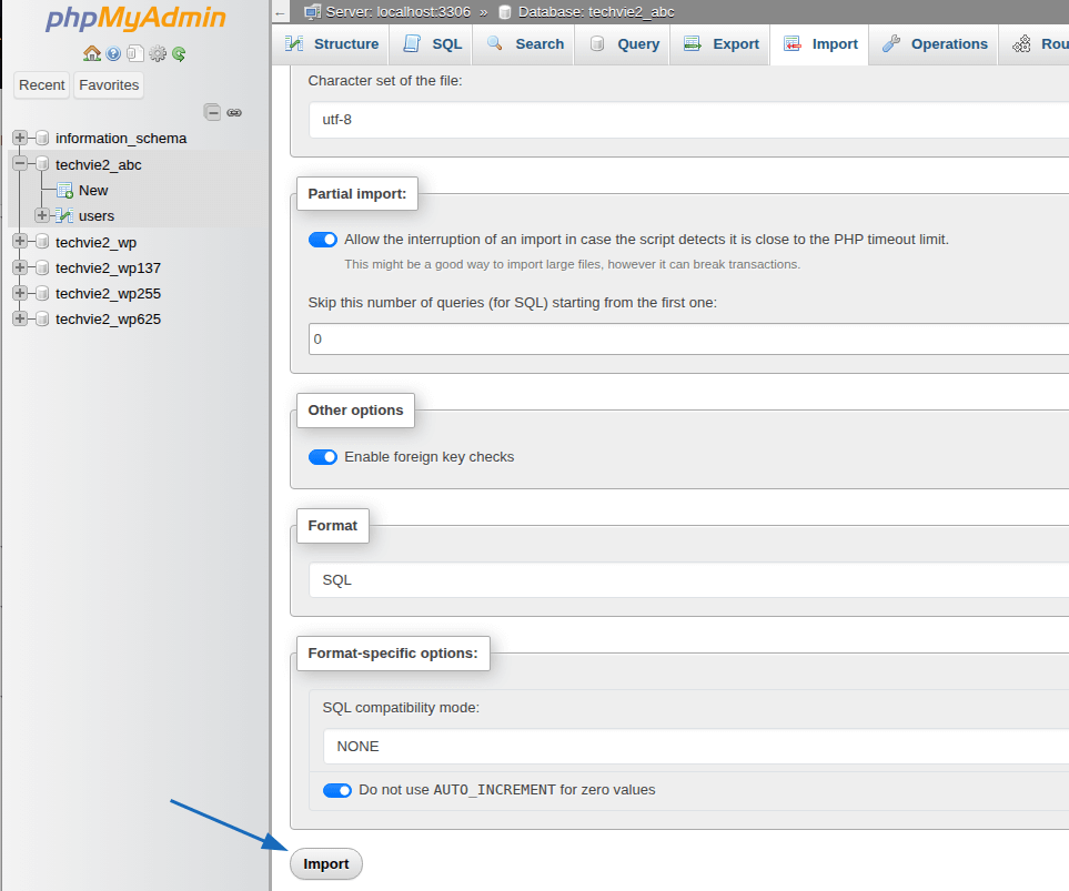 Sử dụng chức năng Nhập (Import)