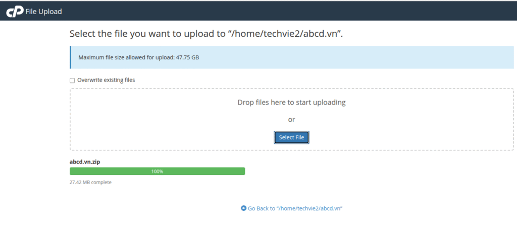 Bạn chọn file và nhấn Select File