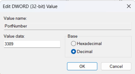 Bạn nhập số cổng mới vào ô Value data