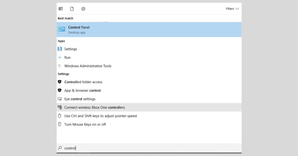 Đầu tiên, bạn gõ control và nhấn Enter