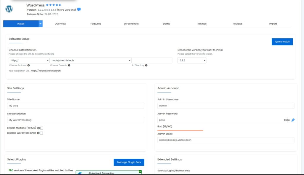 Điền các thông tin cơ bản
