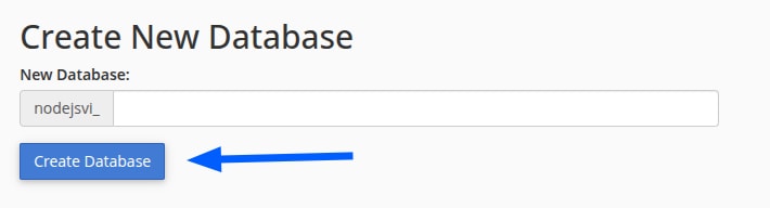 Nhập tên cho database của bạn