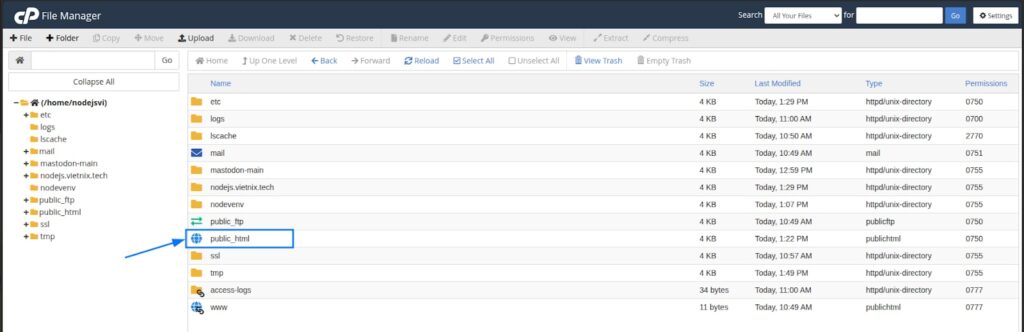 Điều hướng đến thư mục gốc của website
