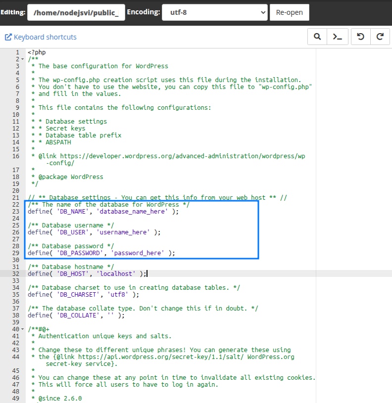 Tìm và điền chính xác thông tin database