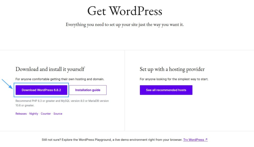 Tải mã nguồn cài WordPress