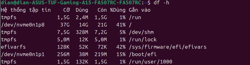 Kiểm tra dung lượng ổ cứng