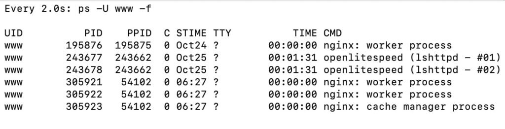 Theo dõi các tiến trình của một người dùng cụ thể