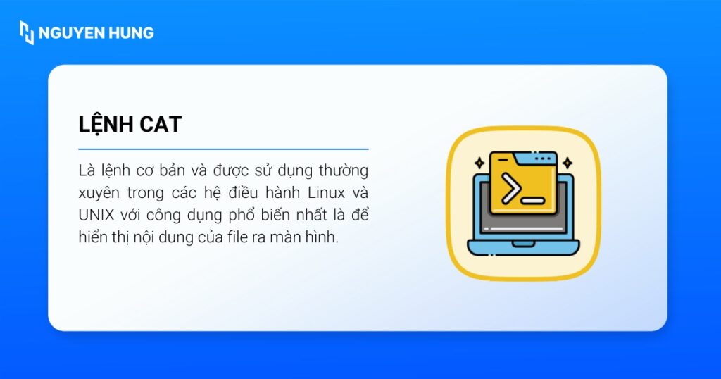 Lệnh cat là một trong những lệnh cơ bản và được sử dụng thường xuyên nhất trong các hệ điều hành Linux và UNIX