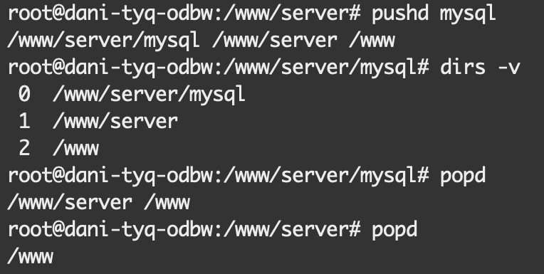Dịch chuyển tức thời với pushd và popd