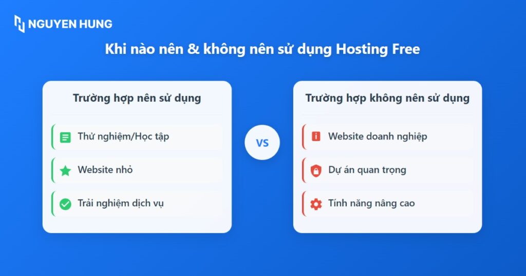Các trường hợp nên và không nên sử dụng hosting free