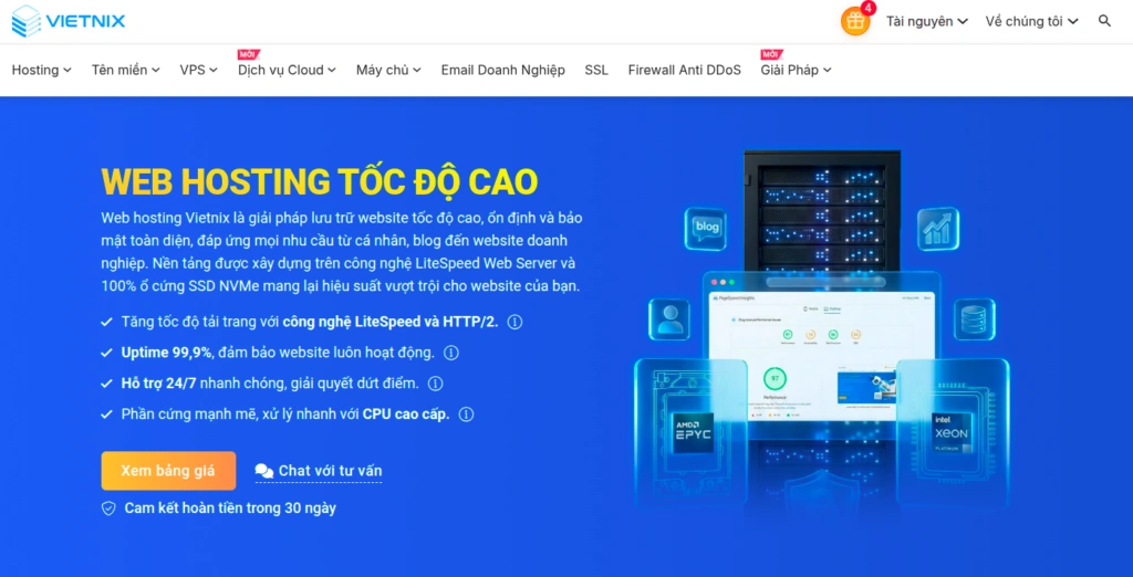 Vietnix - Nhà cung cấp dịch vụ hosting thương mại điện tử chất lượng cao