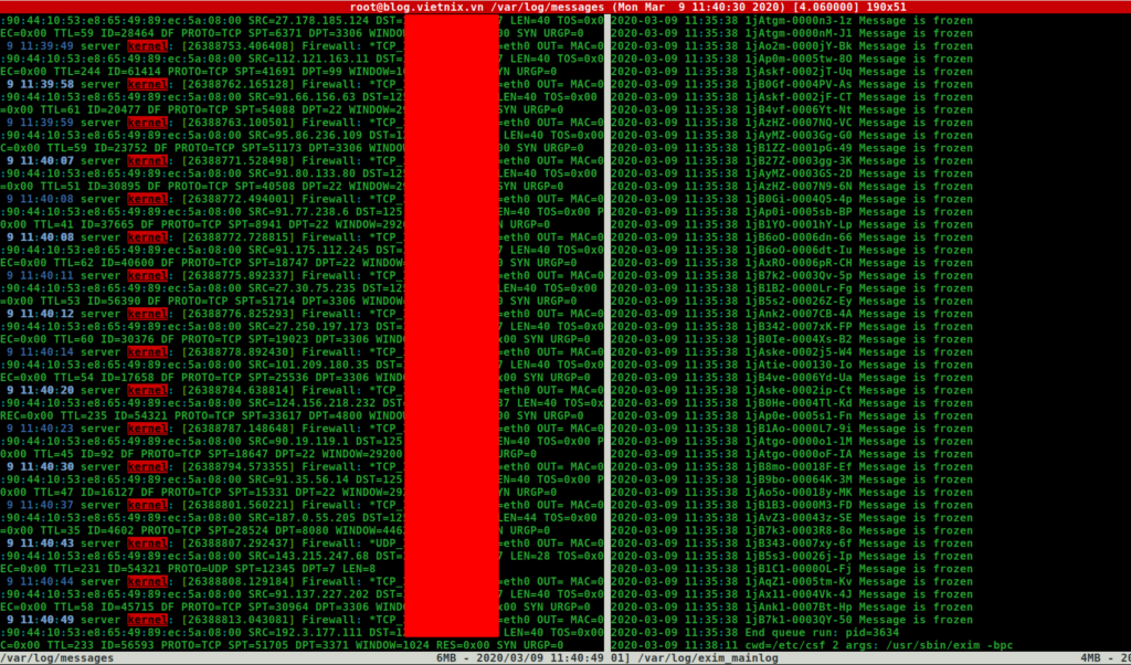 Chia màn hình theo chiều dọc (cột) với tùy chọn -s