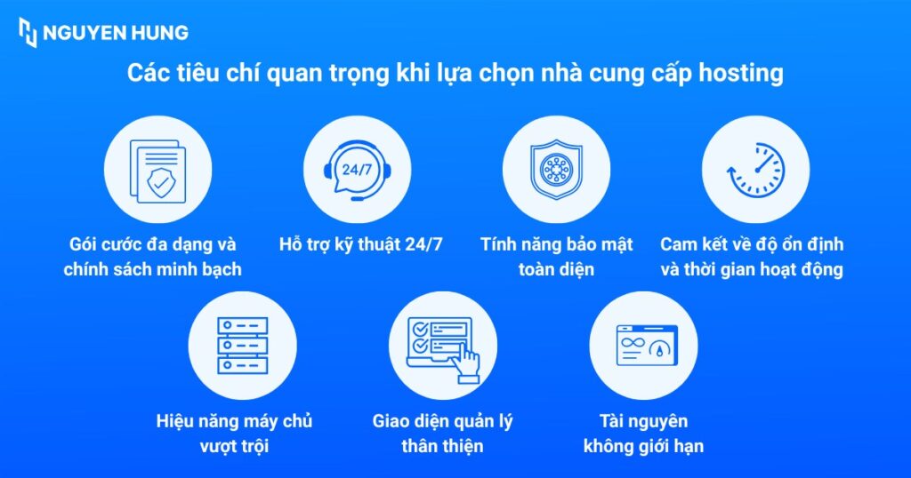 Các tiêu chí quan trọng khi lựa chọn nhà cung cấp hosting