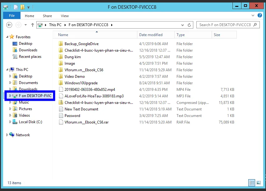 Ổ đĩa từ máy tính cá nhân xuất hiện trên VPS