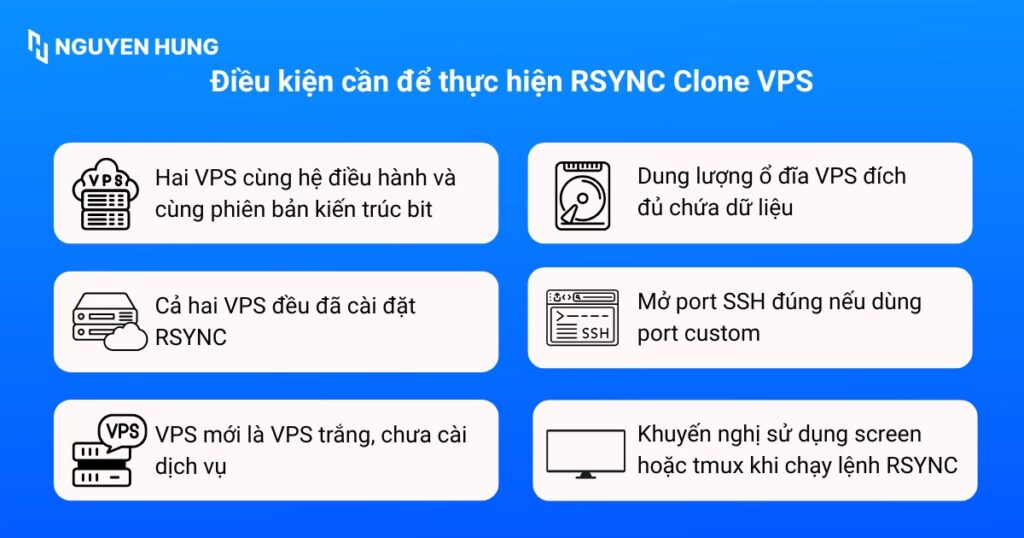 Điều kiện cần để thực hiện RSYNC Clone VPS