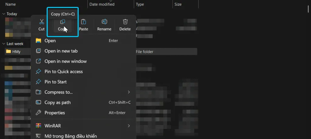 Tìm đến file hoặc thư mục cần sao chép