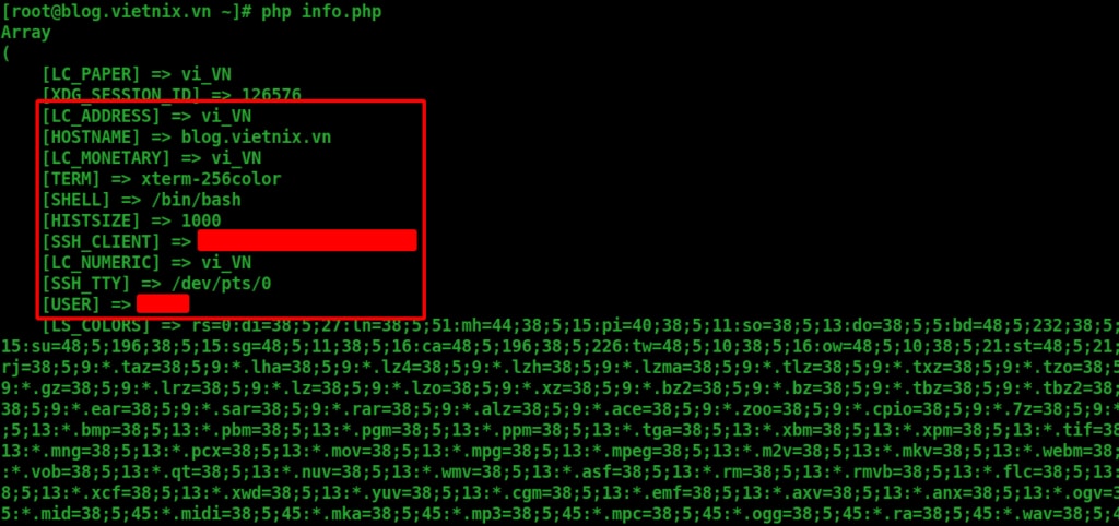 CLI SAPI sẽ lấp đầy biến $_SERVER bằng các biến môi trường từ chính phiên làm việc shell của bạn