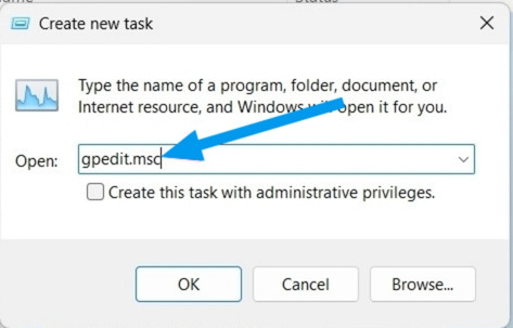 Nhập lệnh gpedit.msc