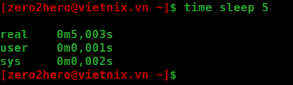 Ví dụ về kết qủa lệnh time 