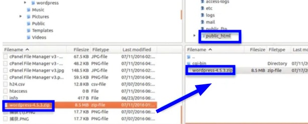 Kéo thả file từ cửa sổ bên trái sang cửa sổ bên phải.