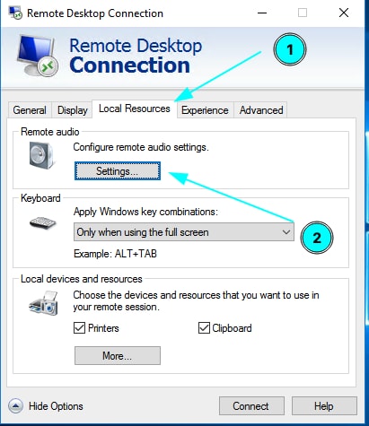 Chuyển sang thẻ Local Resources