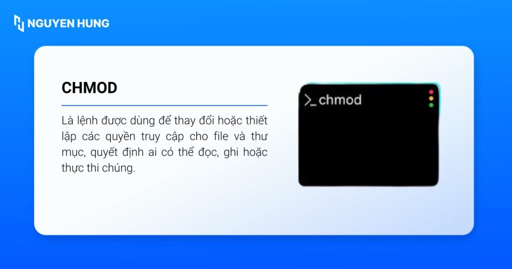 Lệnh chmod có thể thay đổi hoặc thiết lập các quyền truy cập cho file và thư mục