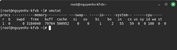 Kết quả hiển thị sau khi bạn chạy lệnh vmstat