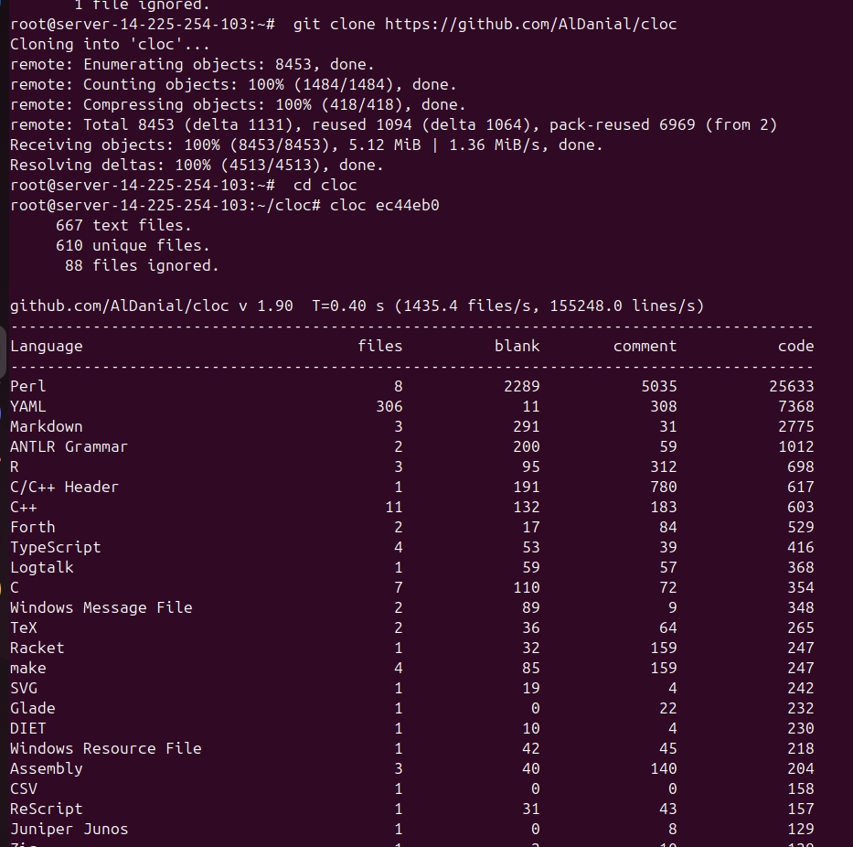 Đếm dòng trong repository GitHub