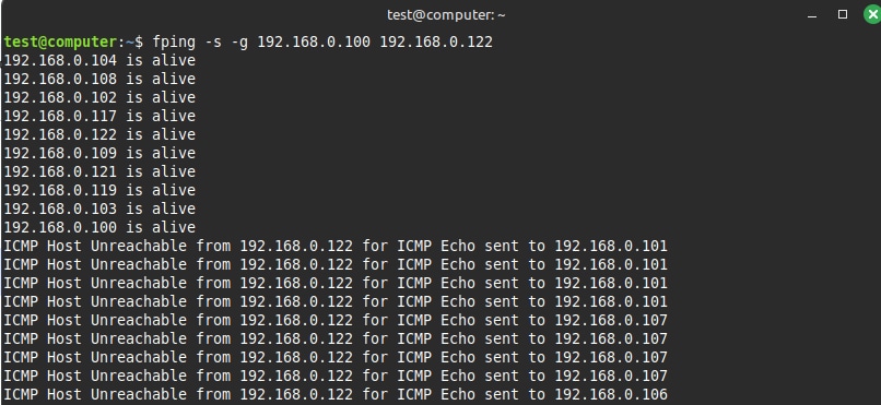 Kiểm tra một dải địa chỉ IP 