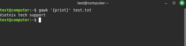 In ra tất cả nội dung trong file test.txt