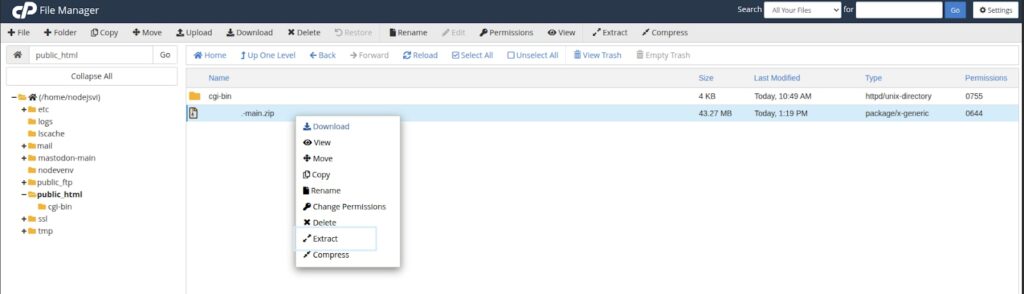 Bạn chọn Extract để giải nén mã nguồn