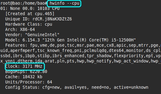 Báo cáo chi tiết về CPU từ công cụ hwinfo