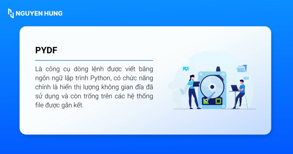 pydf là một công cụ dòng lệnh hiện đại trên hệ điều hành Linux được viết bằng ngôn ngữ lập trình Python