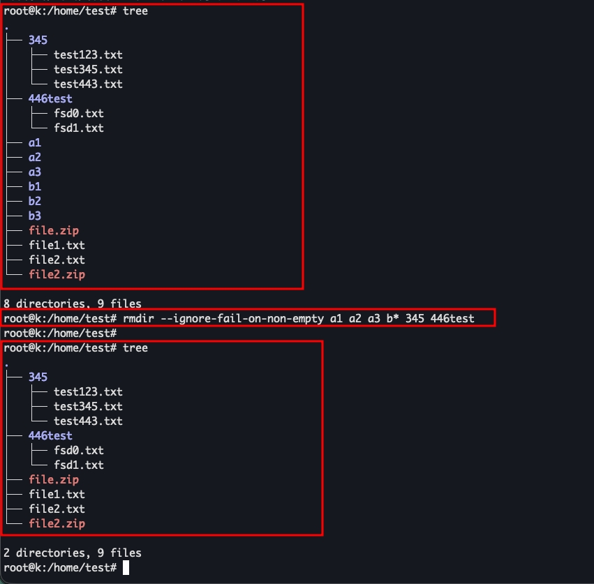 Bỏ qua lỗi thư mục không rỗng