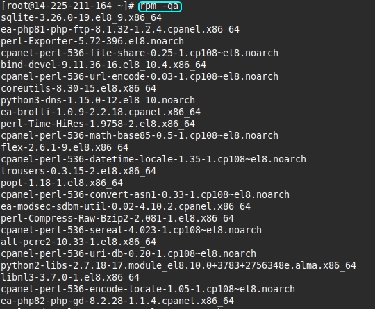 Liệt kê tất cả các gói đã cài đặt