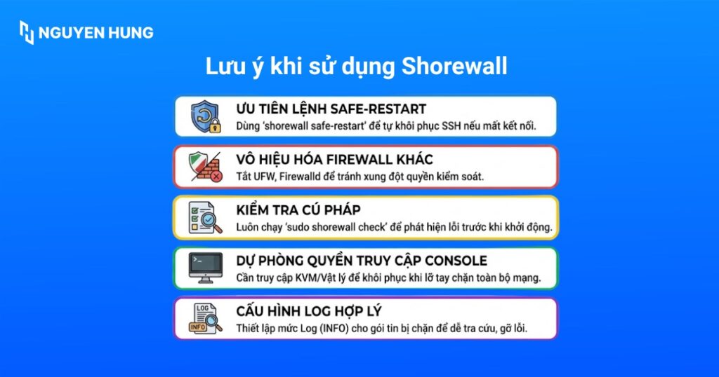 Lưu ý khi sử dụng Shorewall