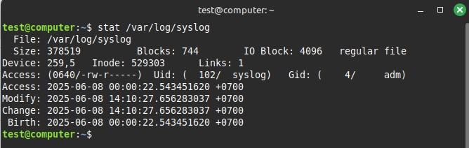 Kiểm tra trạng thái file trên Linux