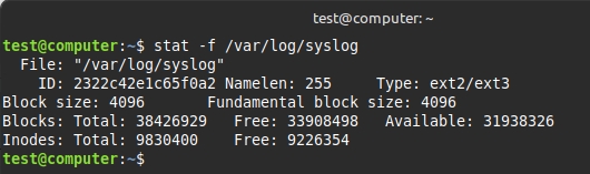 Kết quả kiểm tra trạng thái hệ thống file