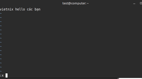 Gõ :wq để lưu và thoát file