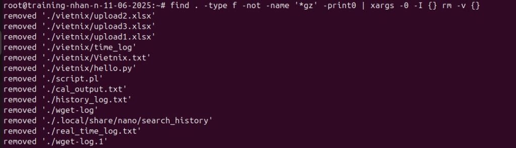 Màn hình sẽ hiện thông tin xác nhận từng file vừa bị xóa 