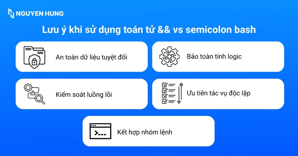 Những lưu ý khi sử dụng toán tử && vs semicolon bash