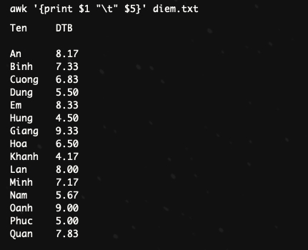 Trích xuất cột dữ liệu cụ thể