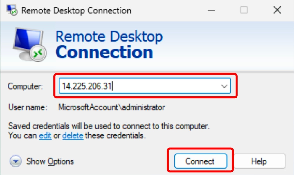 Ở giao diện chính, bạn hãy nhập địa chỉ IP máy chủ VPS mà bạn được cấp 