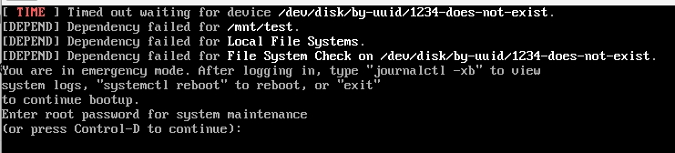 Thông báo báo lỗi Failed to mount /etc/fstab