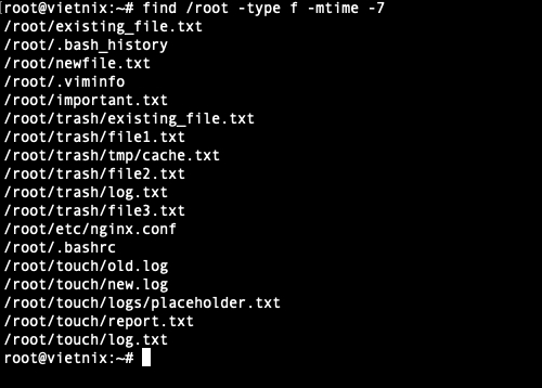 Tìm các file đã bị sửa đổi nội dung trong vòng 7 ngày