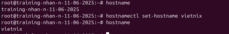 Lệnh hostname cho phép hiển thị hoặc thay đổi hostname