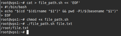 Lệnh sẽ trả về đường dẫn tuyệt đối đầy đủ đến file.txt